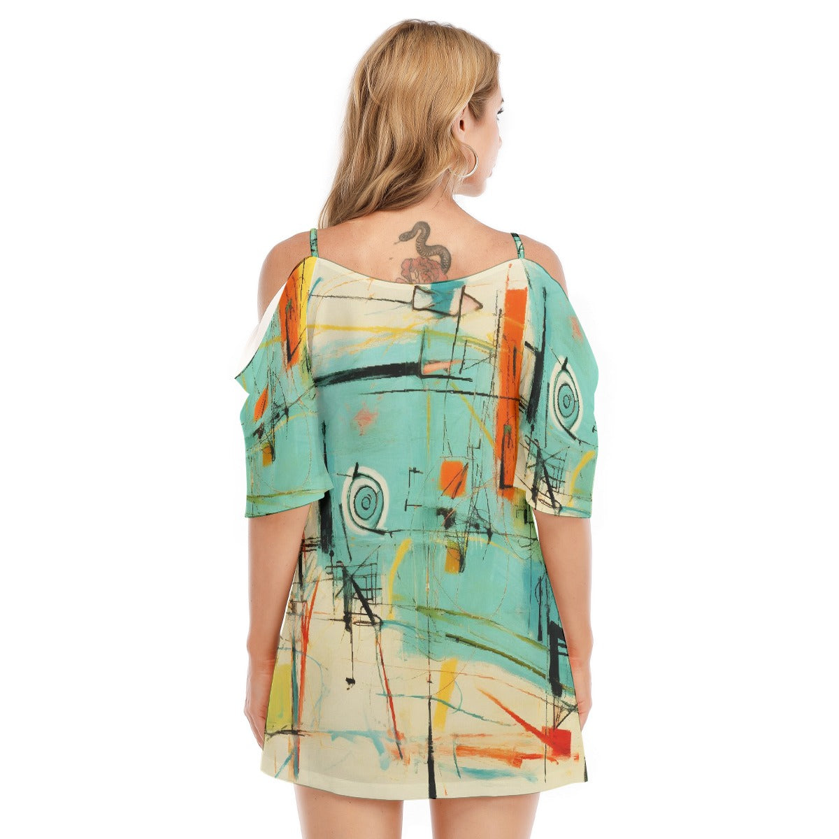 All-Over Print Women's Off-shoulder Cami Dress