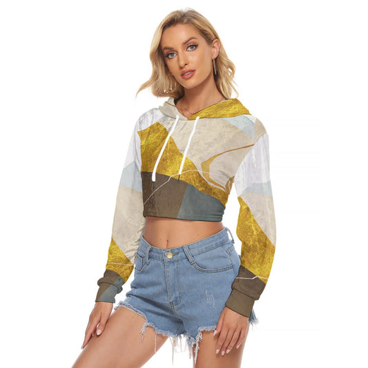 All-Over Print Women's Crop Top Hoodie|Velvet