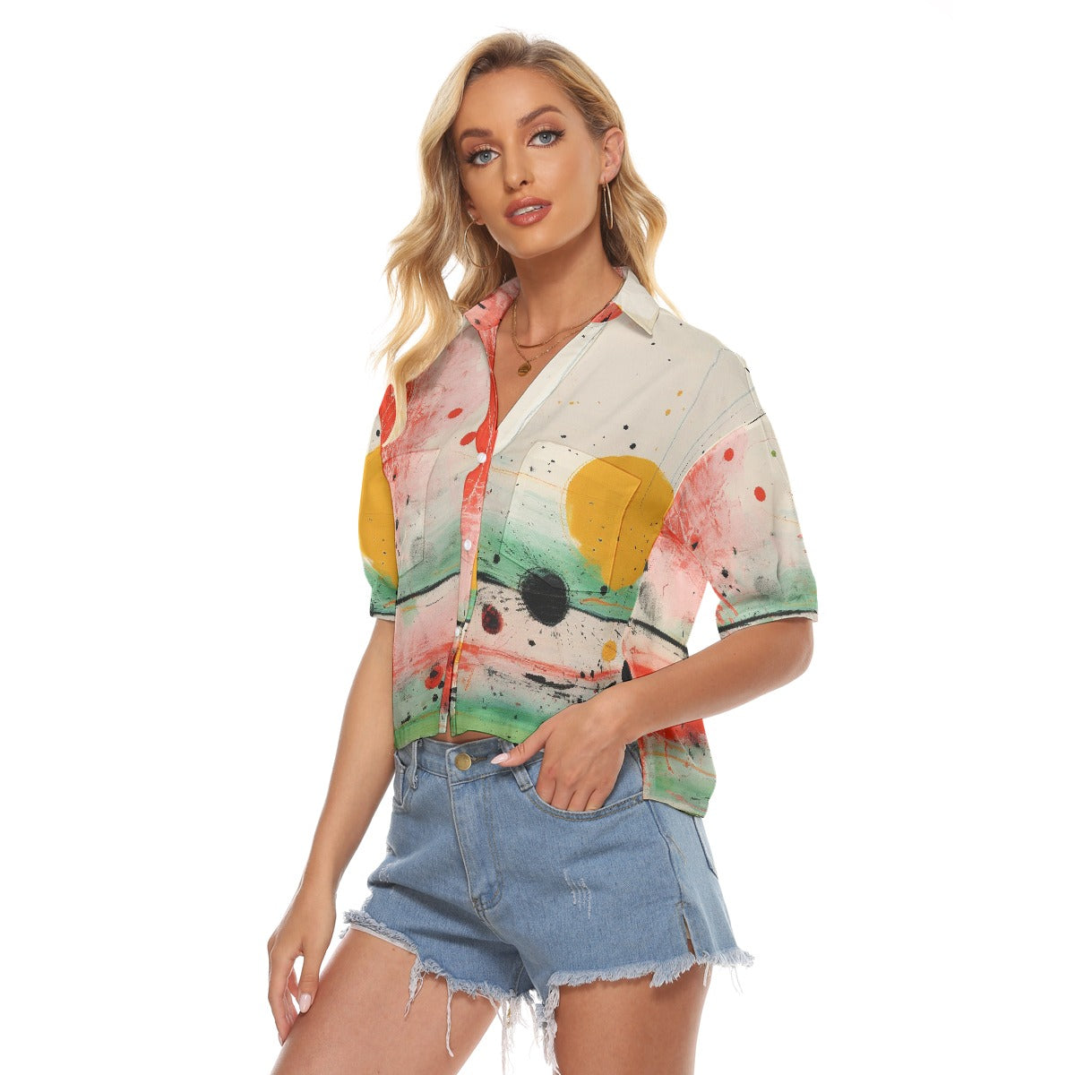 All-Over Print Women's V-neck Shirts
