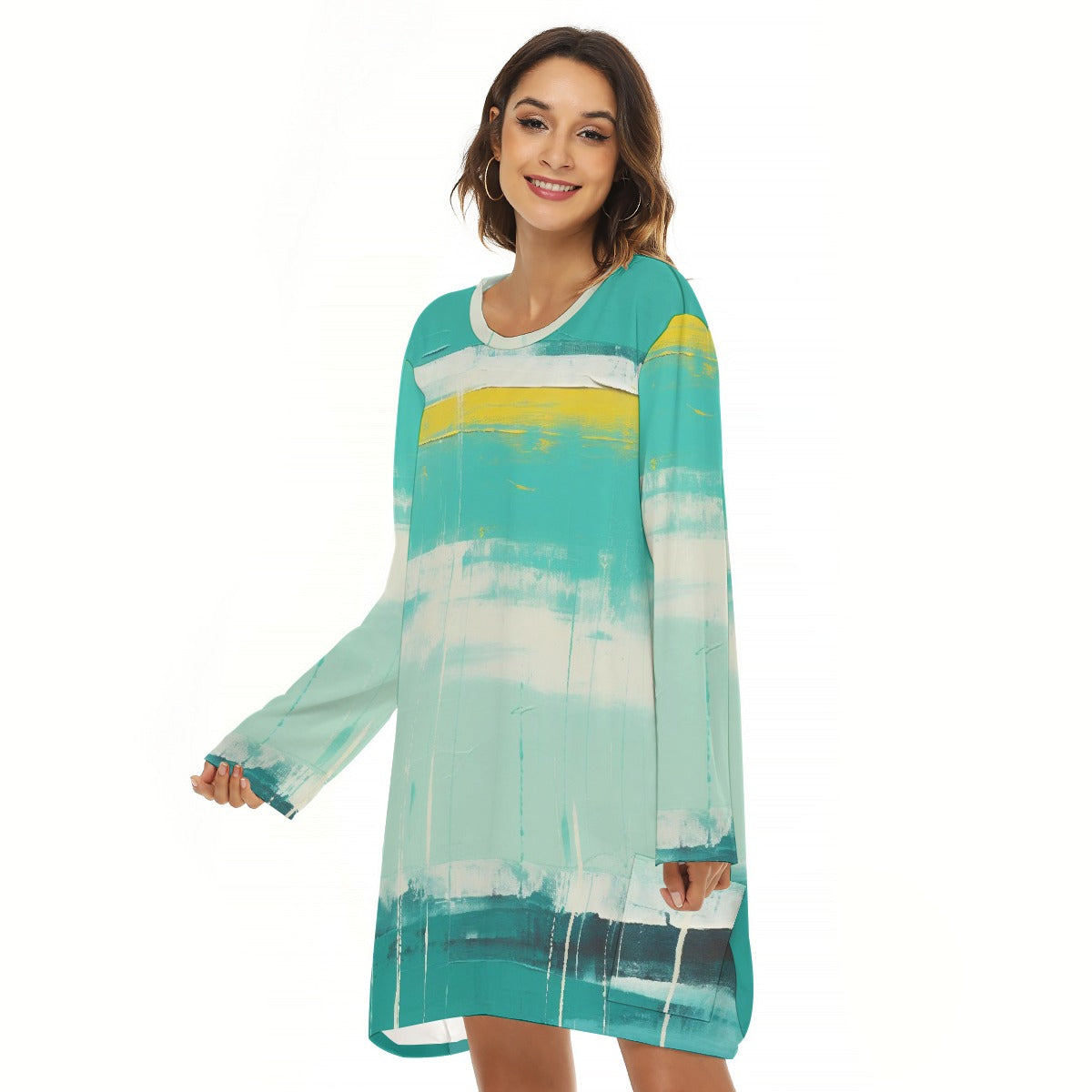 All-Over Print  Women's Loose Crew Neck Dress