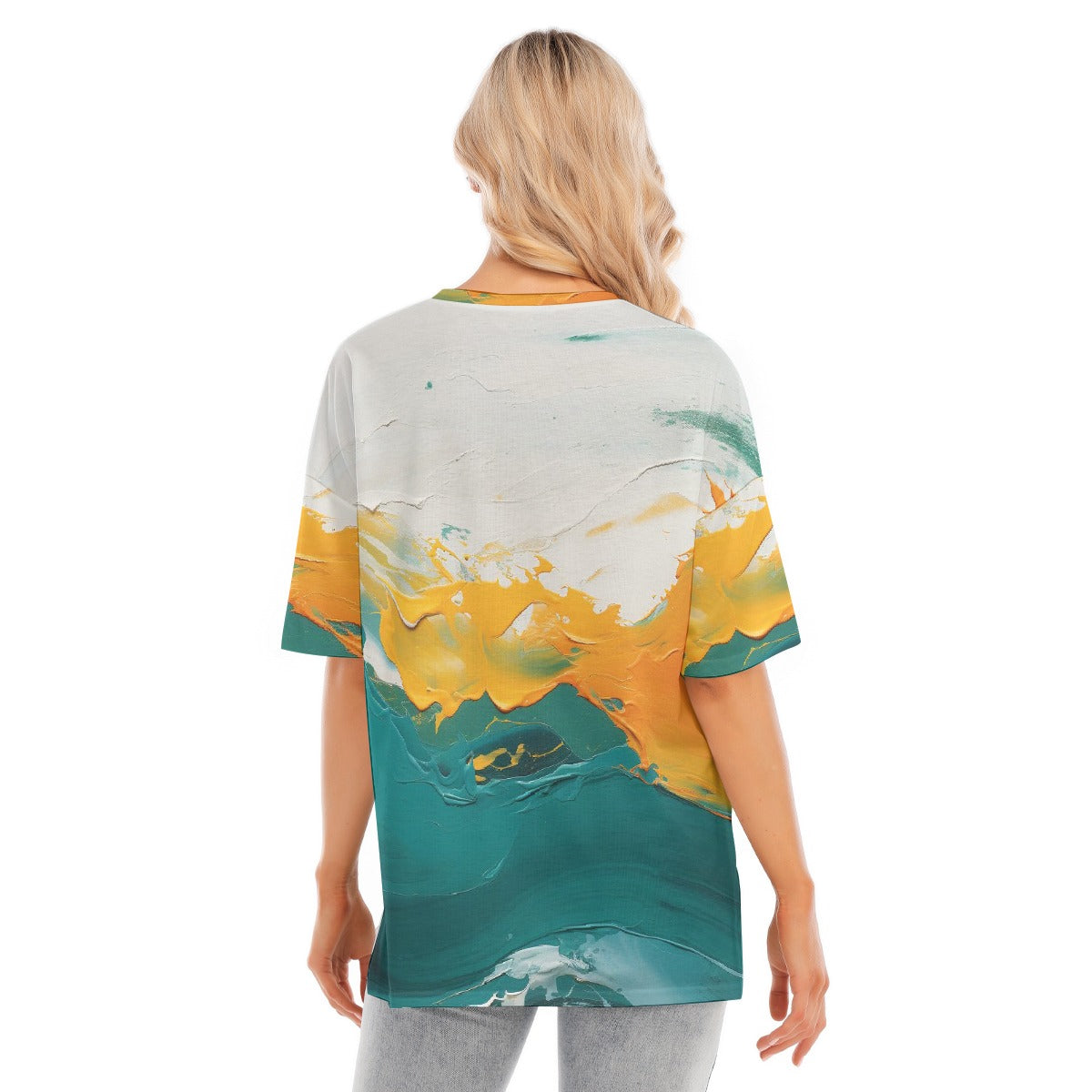 All-Over Print Women's Short Sleeves T-shirt With Hem Split