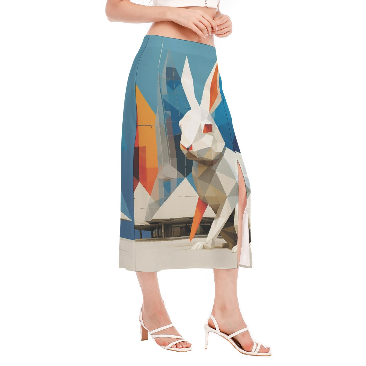 All-Over Print Women's High Slit Long Skirt