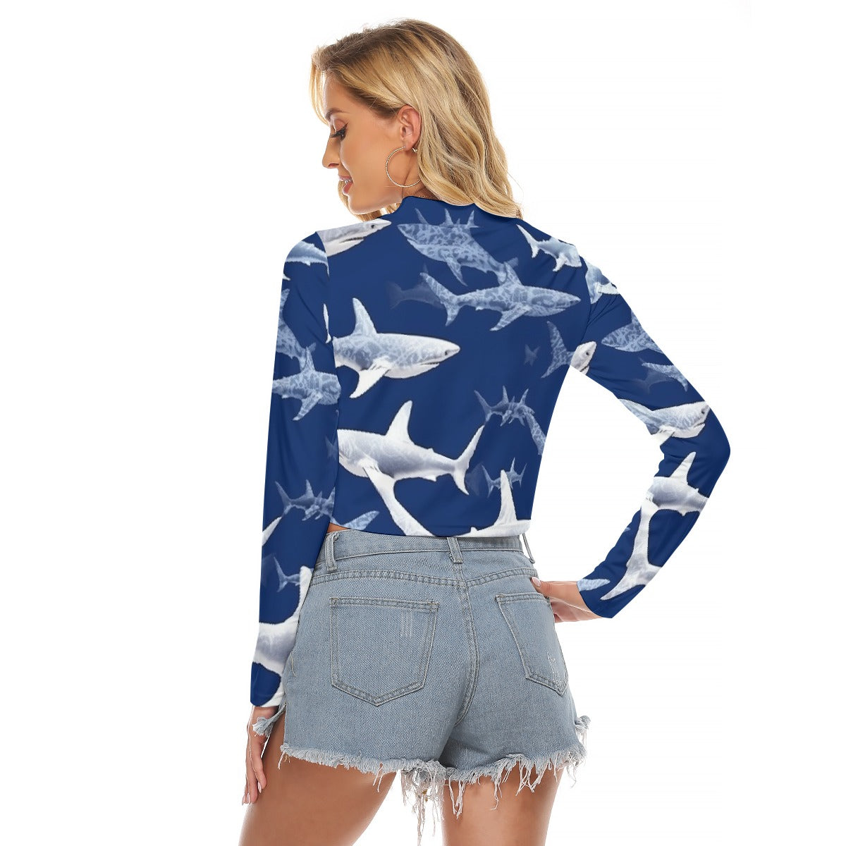 All-Over Print Women's Hollow Chest Keyhole Tight Crop Top