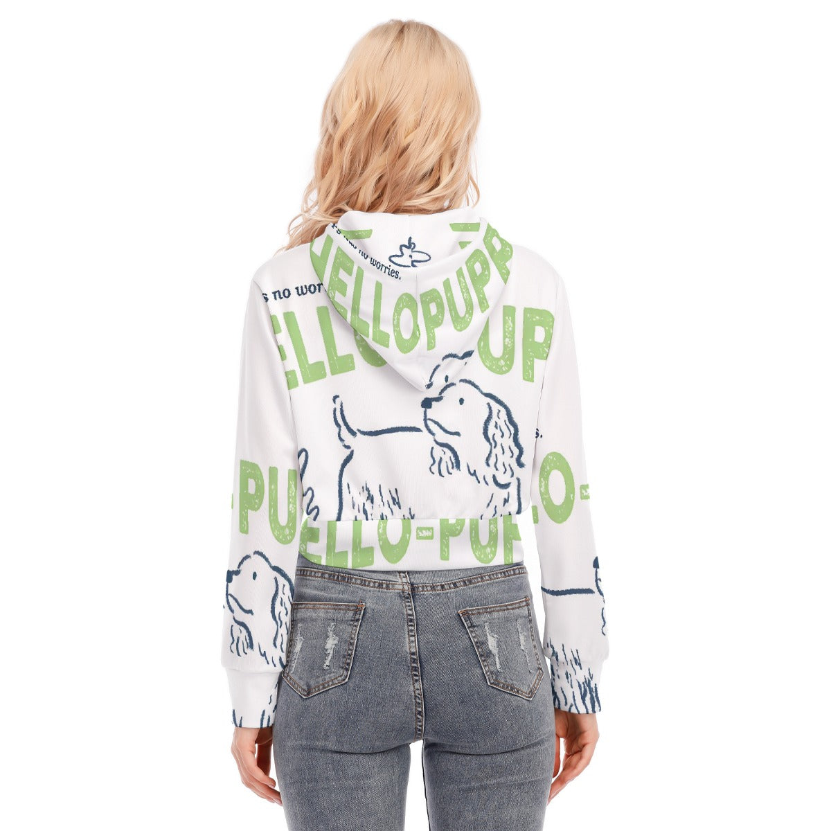 All-Over Print Women's Crop Top Hoodie With Zipper Closure