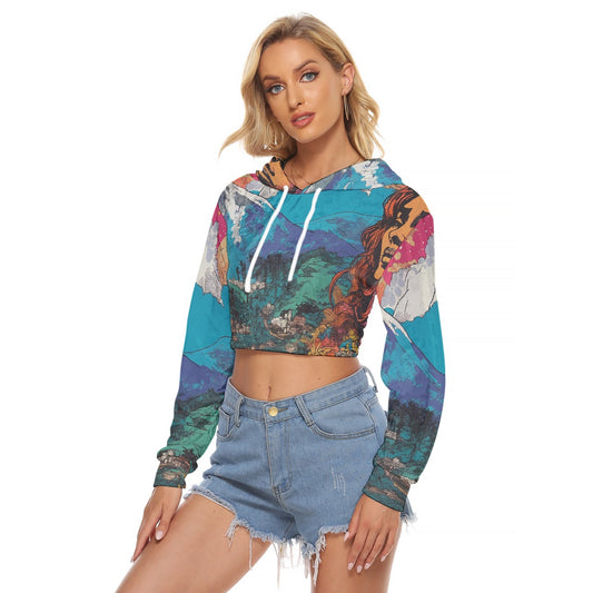All-Over Print Women's Crop Top Hoodie|Velvet