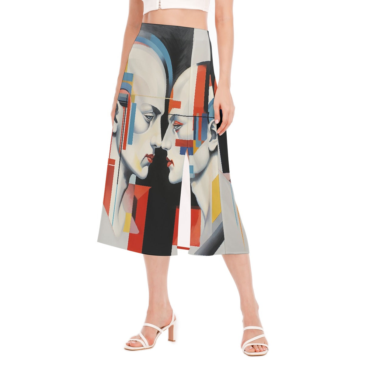 All-Over Print Women's High Slit Long Skirt