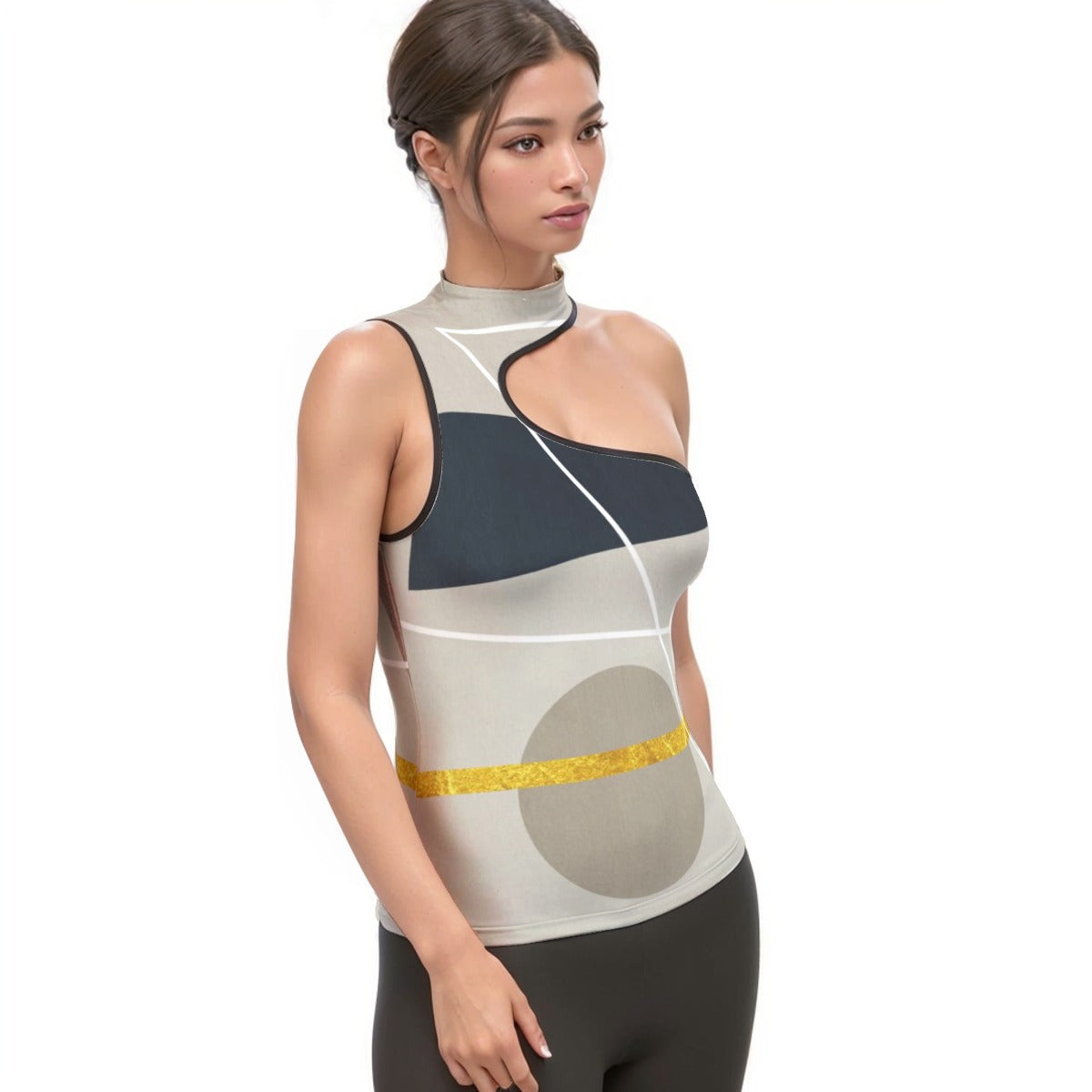 All-Over Print Women's Halter Sleeveless Asymmetrical Tank Top