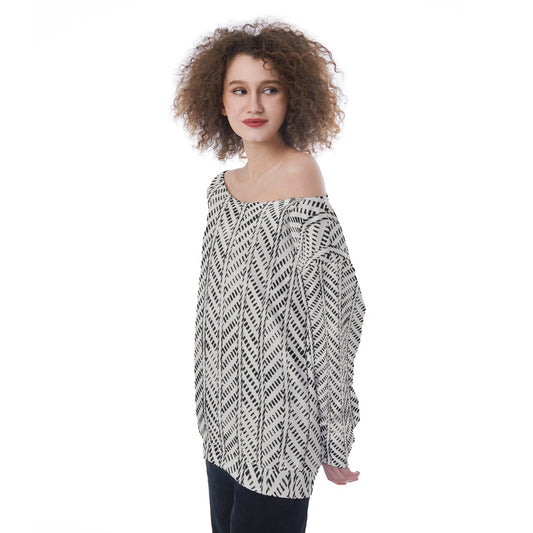 All-Over Print Oversized Women's Off-Shoulder Sweatshirt
