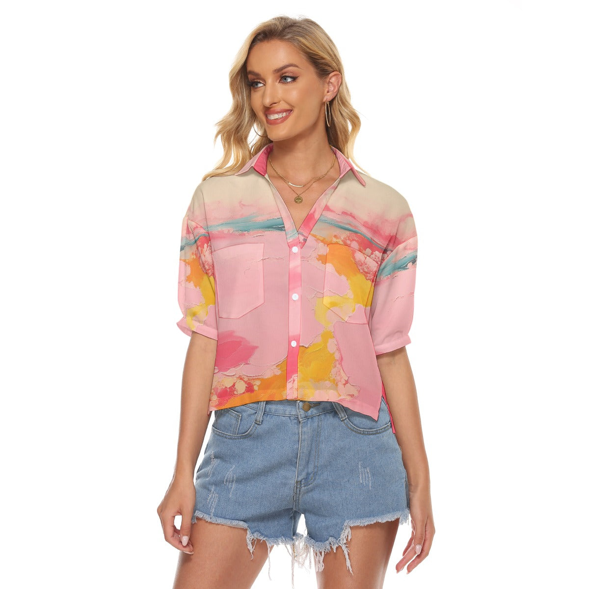All-Over Print Women's V-neck Shirts