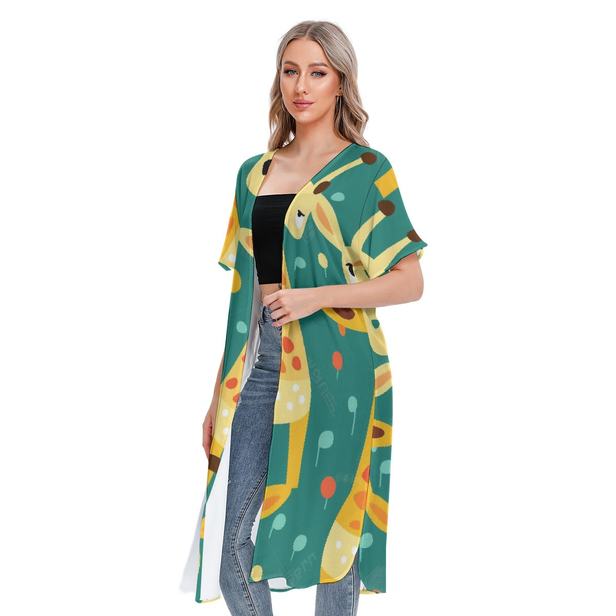 All-Over Print Women's Short Sleeve Cardigan