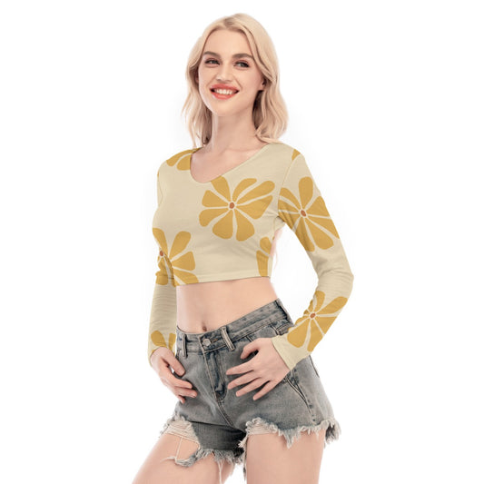 All-Over Print Women's Back Hollow T-shirt With Strap