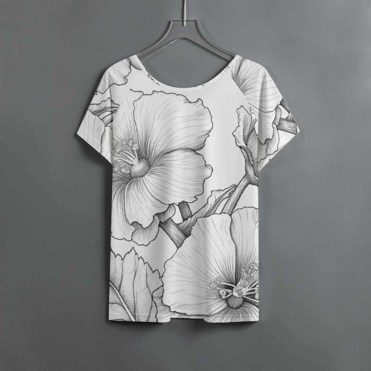 All-Over Print Women's Round Neck T-shirt With Raglan Sleeve