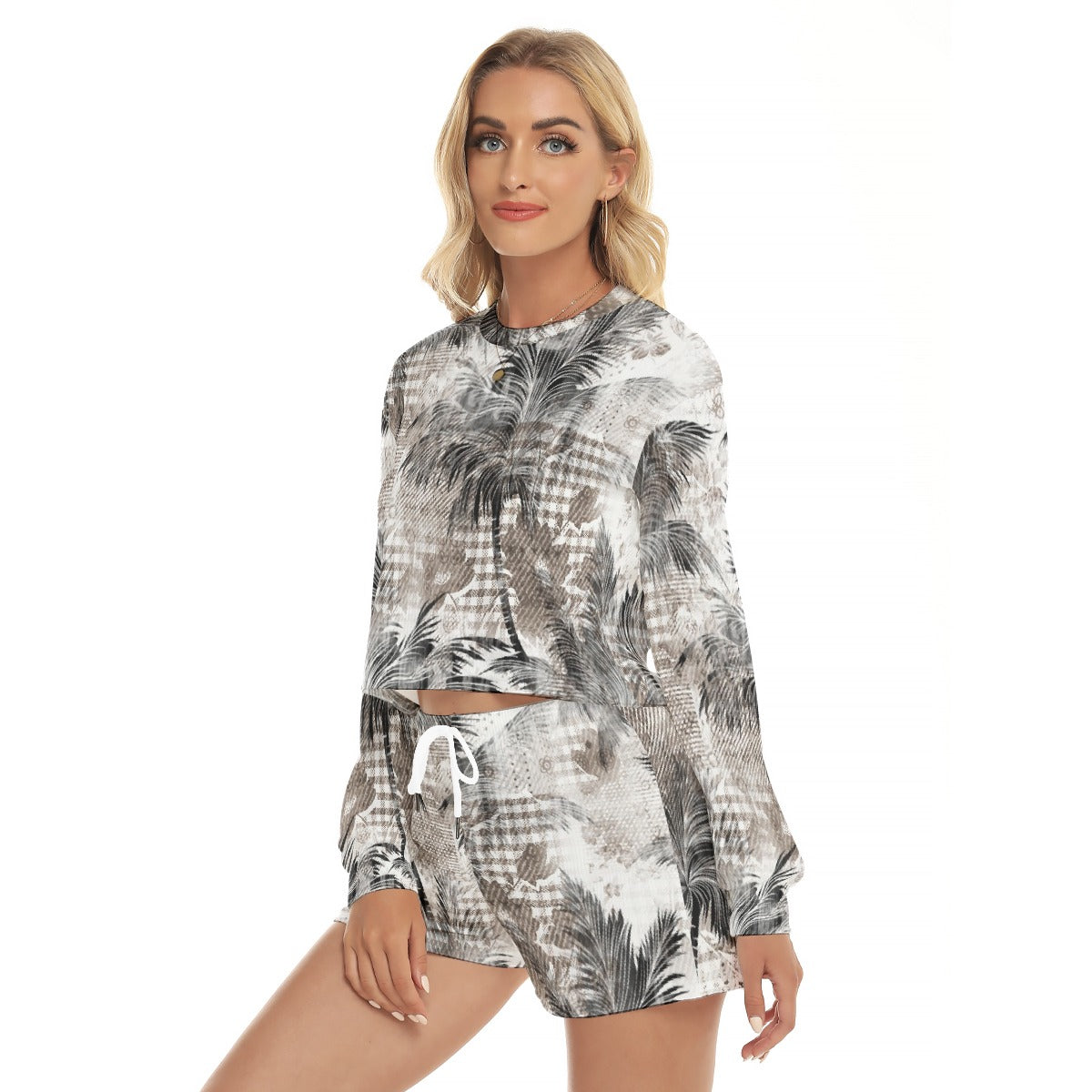 All-Over Print Women's Short Sweatshirt And Pants Suit