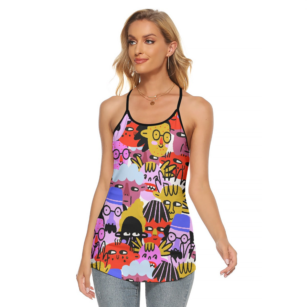All-Over Print Women's Criss-Cross Open Back Tank Top