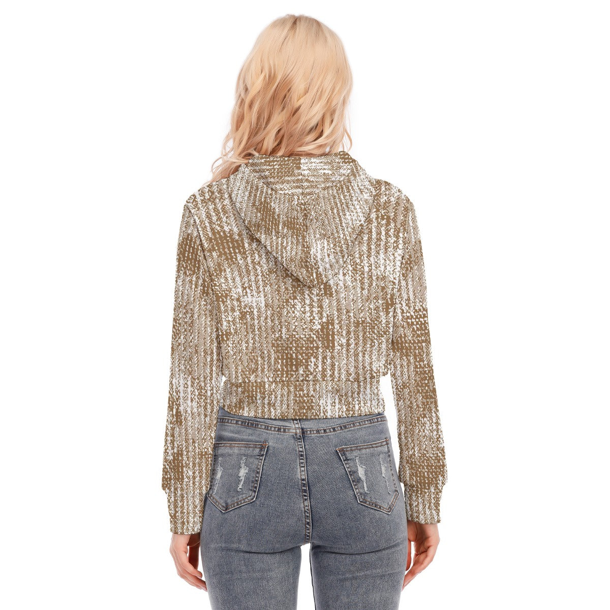 All-Over Print Women's Crop Top Hoodie With Zipper Closure
