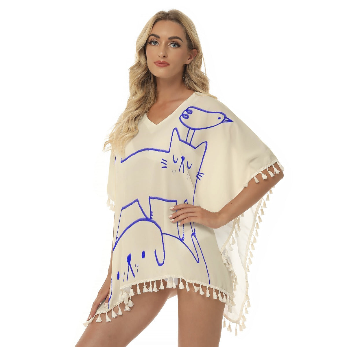 All-Over Print Women's Square Fringed Shawl