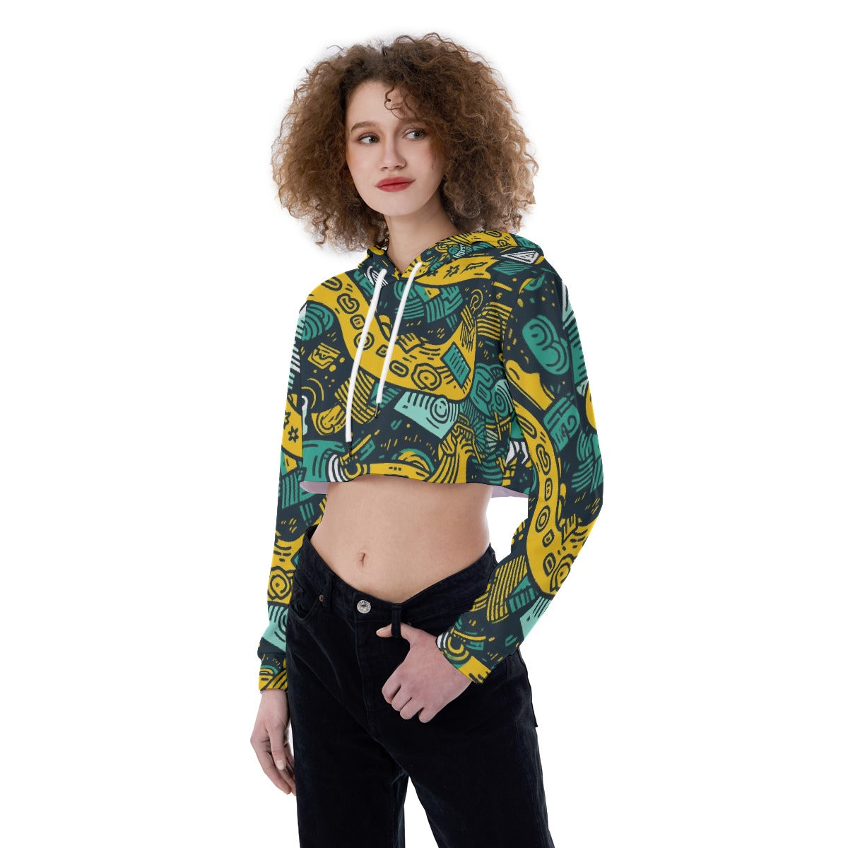 All-Over Print Women's Crop Top Hoodie