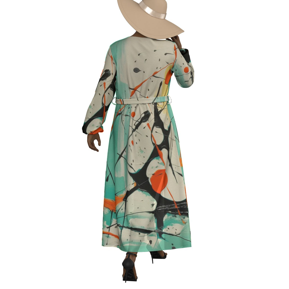 All-Over Print Women's Lace-up Chiffon Robe