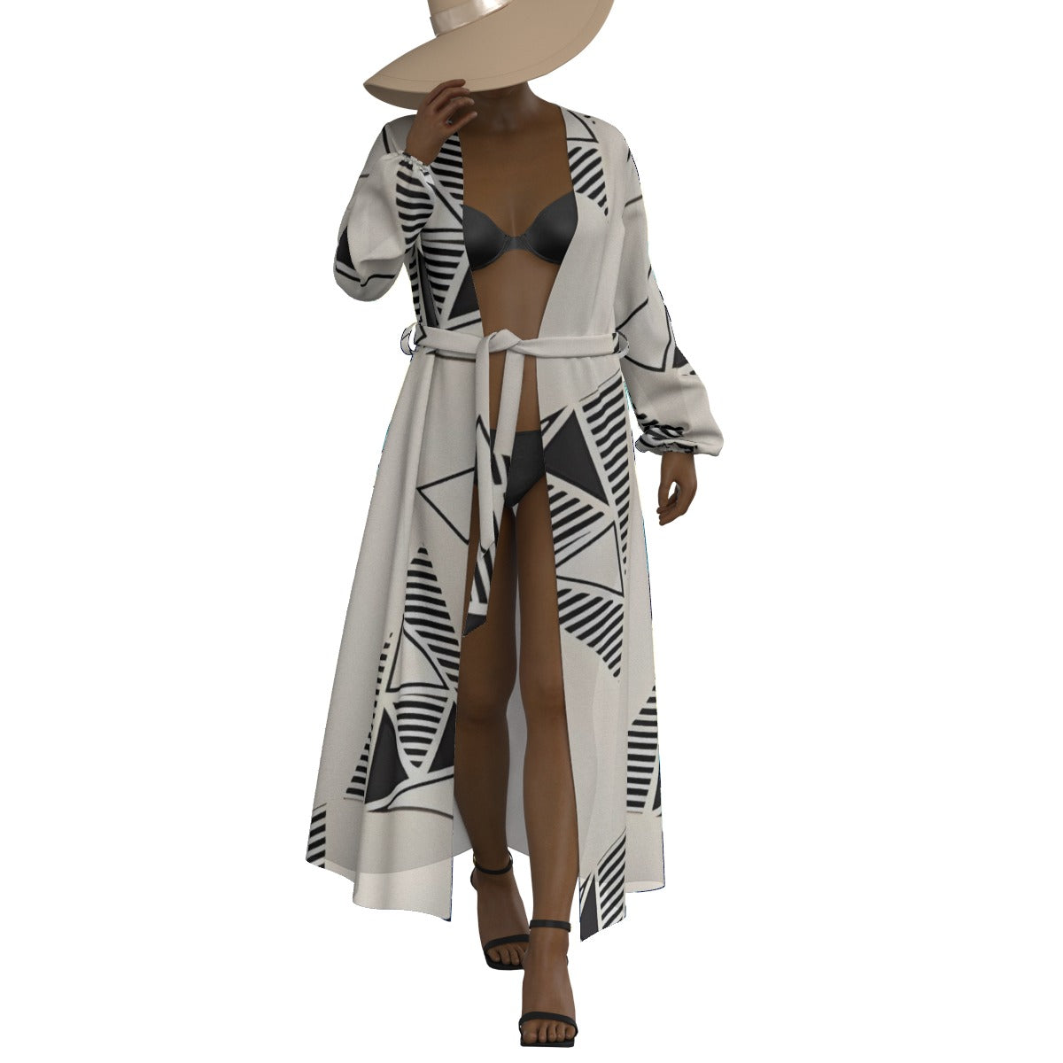 All-Over Print Women's Lace-up Chiffon Robe