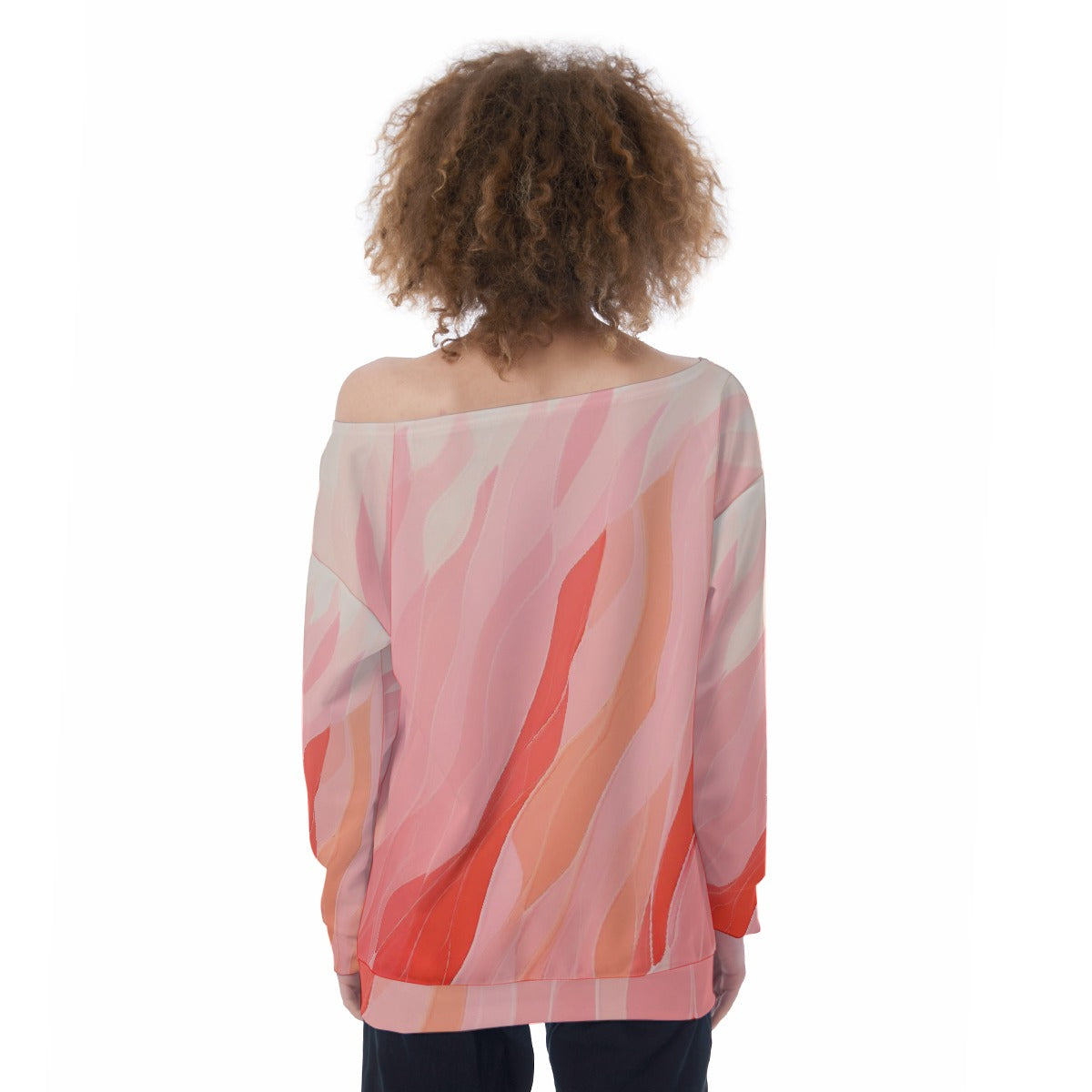 All-Over Print Oversized Women's Off-Shoulder Sweatshirt