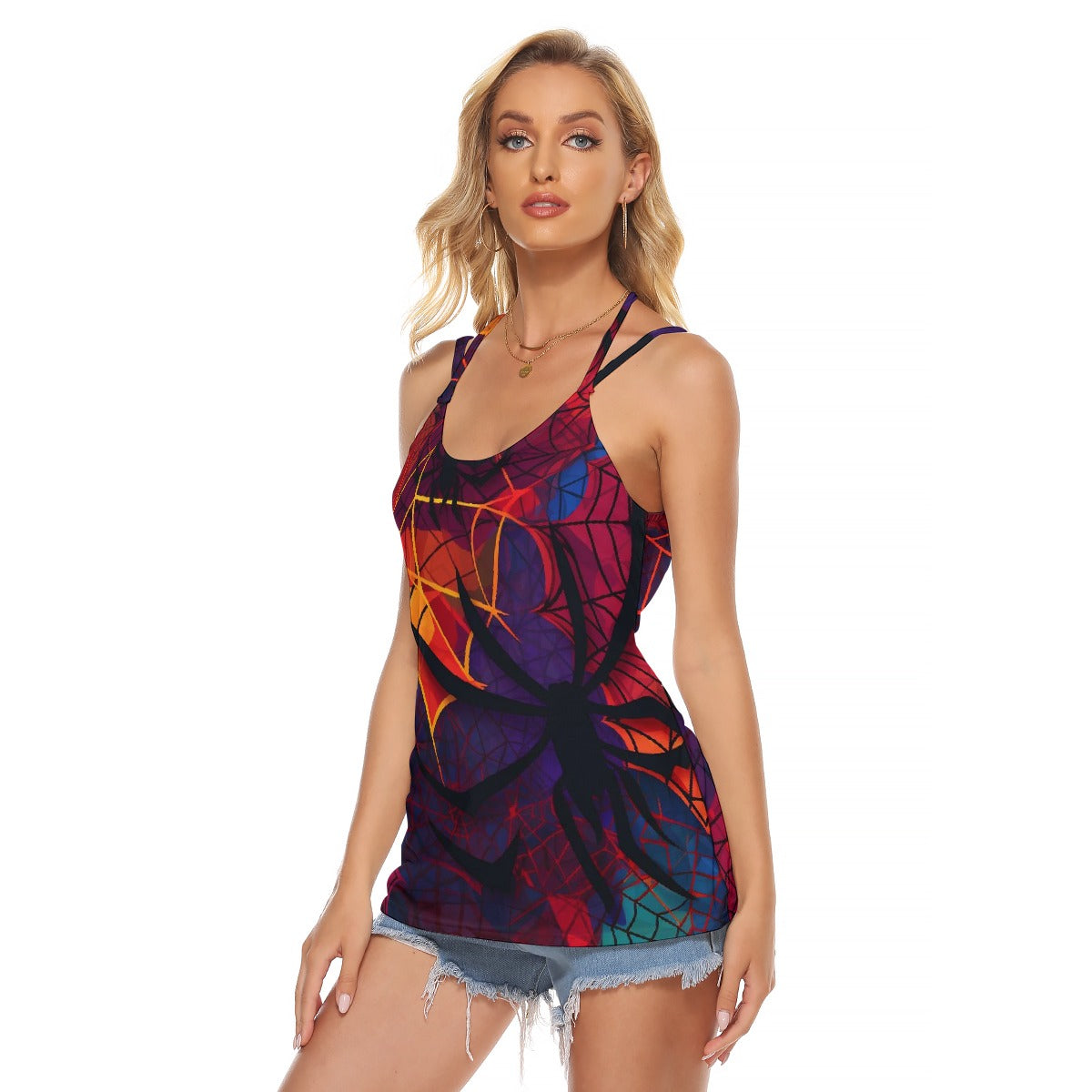 All-Over Print Women's Halter Top With Backless