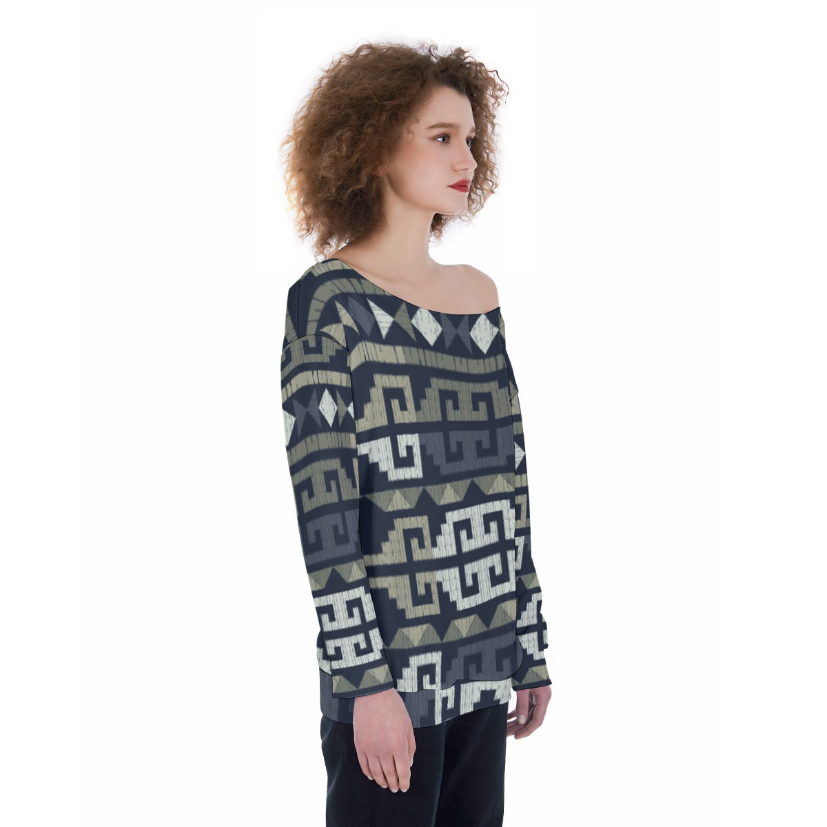 All-Over Print Oversized Women's Off-Shoulder Sweatshirt
