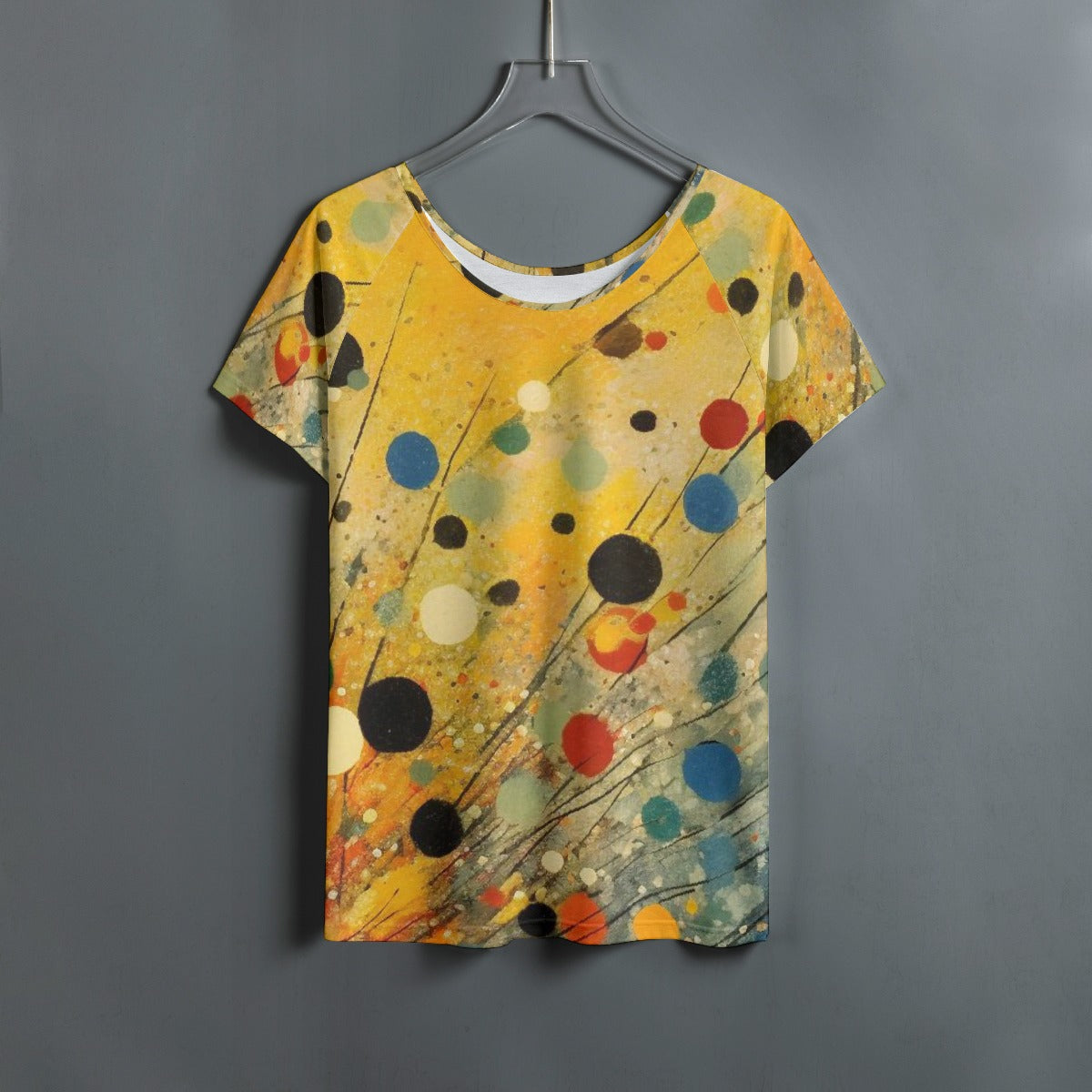All-Over Print Women's Round Neck T-shirt With Raglan Sleeve