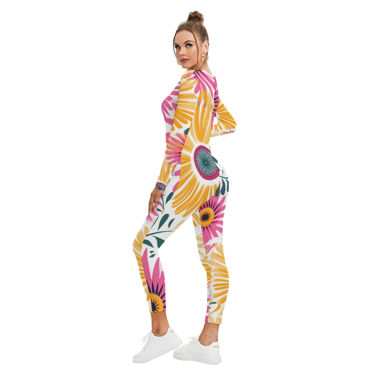 All-Over Print Women's Plunging Neck Jumpsuit
