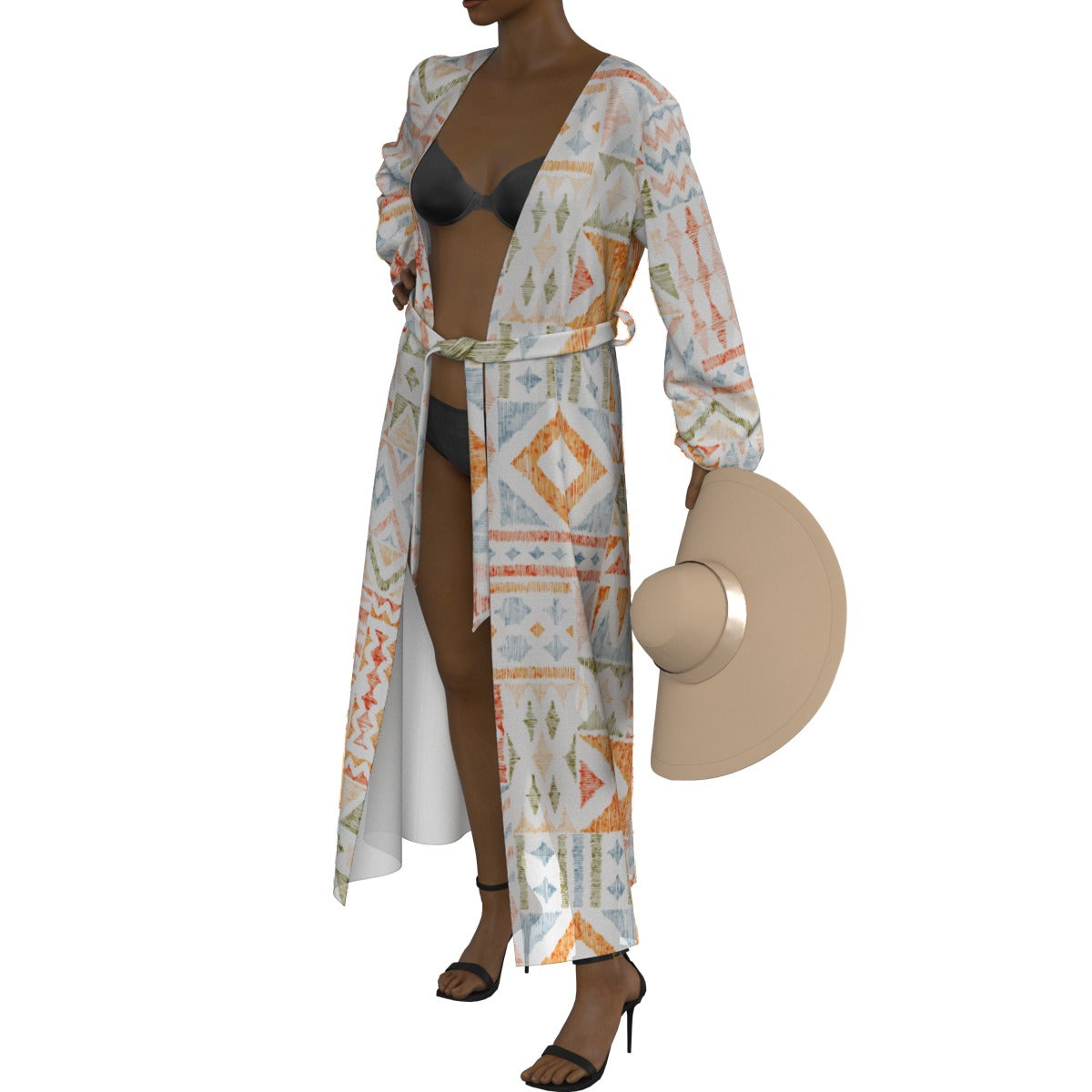 All-Over Print Women's Lace-up Chiffon Robe