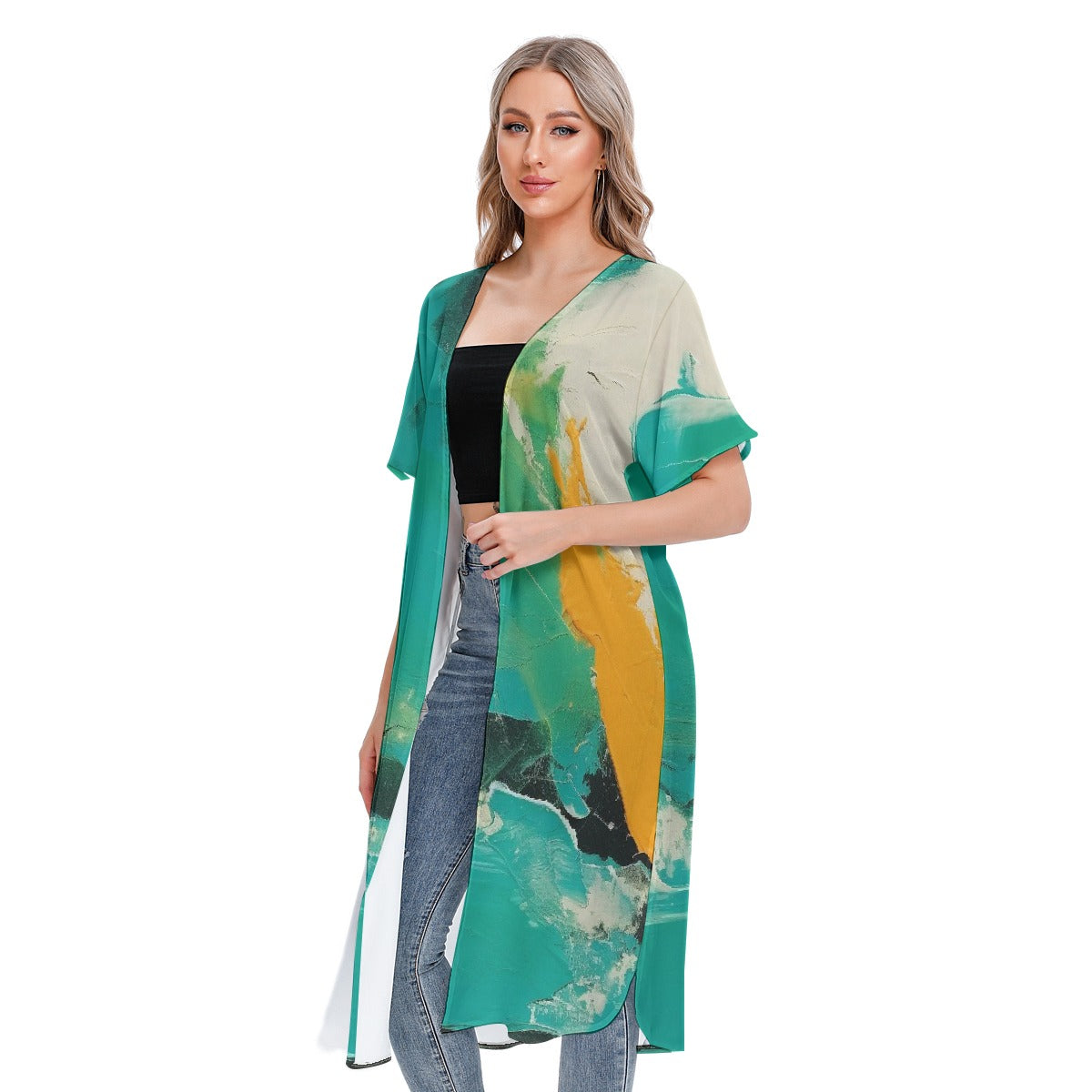 All-Over Print Women's Short Sleeve Cardigan