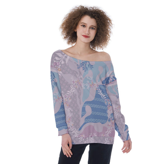 All-Over Print Oversized Women's Off-Shoulder Sweatshirt