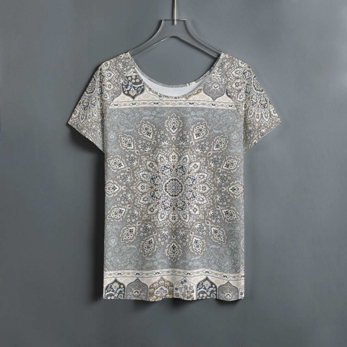 All-Over Print Women's Round Neck T-shirt With Raglan Sleeve
