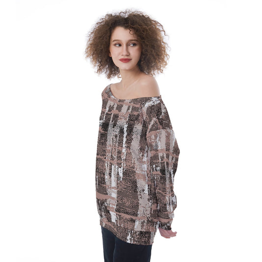 All-Over Print Oversized Women's Off-Shoulder Sweatshirt
