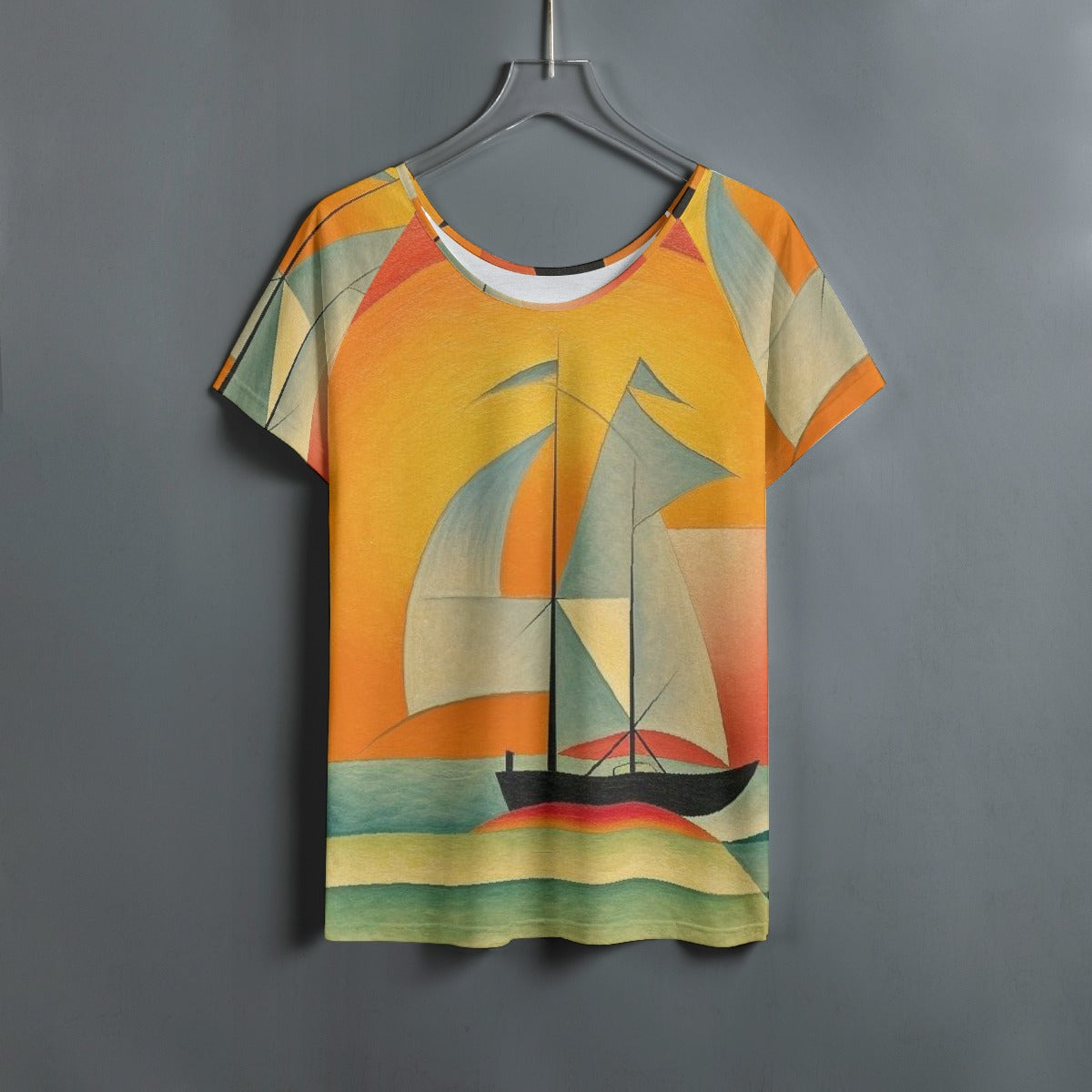 All-Over Print Women's Round Neck T-shirt With Raglan Sleeve