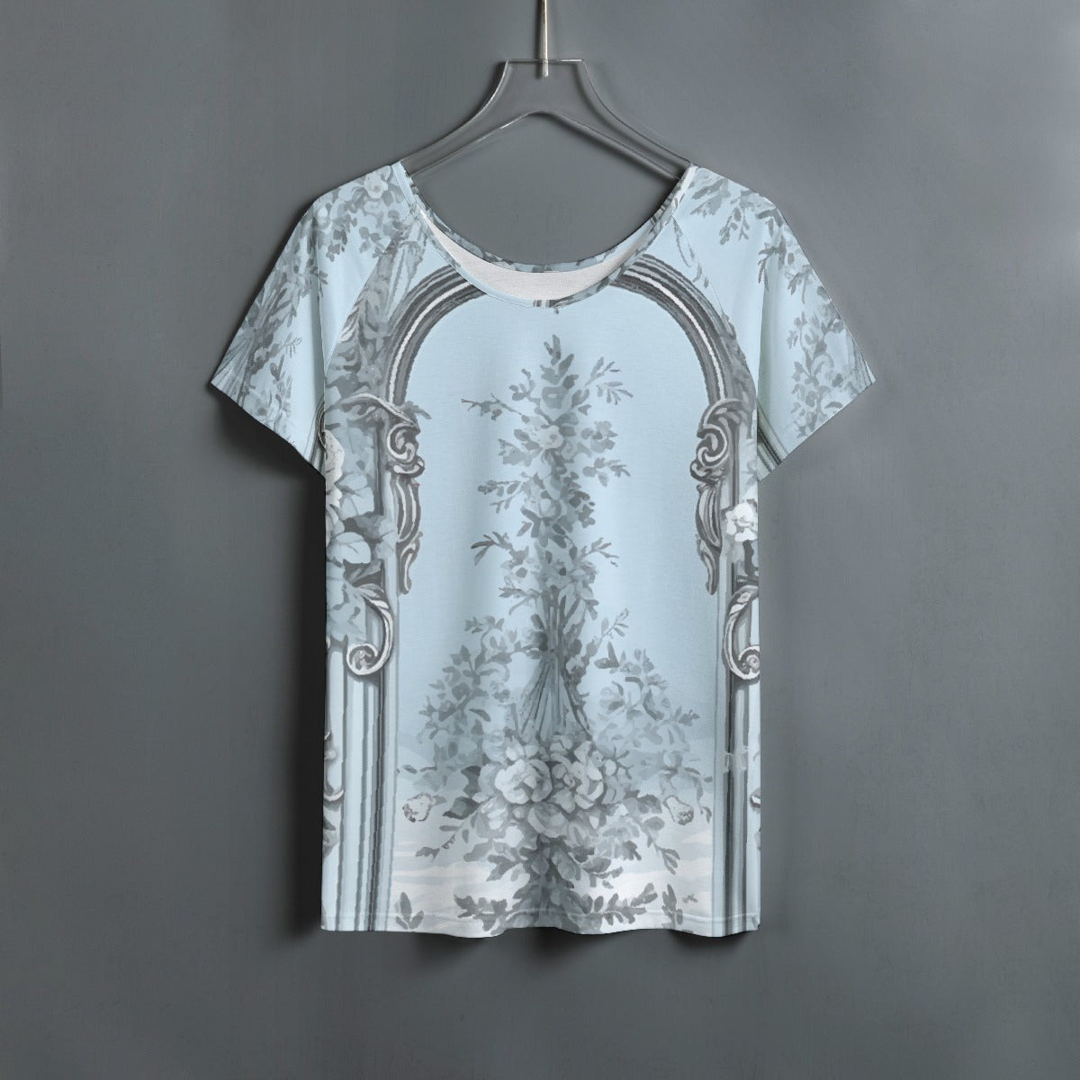 All-Over Print Women's Round Neck T-shirt With Raglan Sleeve