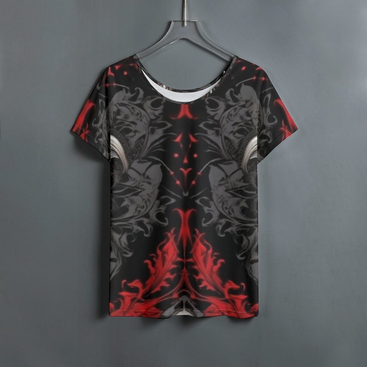 All-Over Print Women's Round Neck T-shirt With Raglan Sleeve