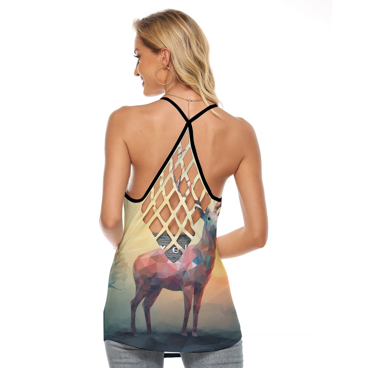 All-Over Print Women's Criss-Cross Open Back Tank Top