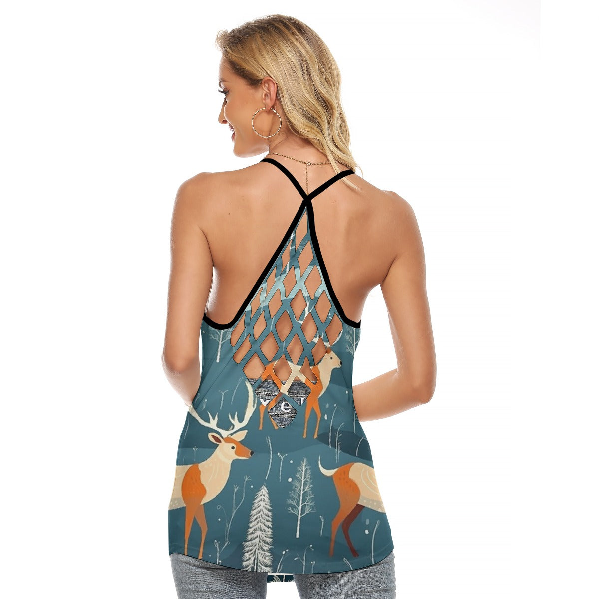 All-Over Print Women's Criss-Cross Open Back Tank Top