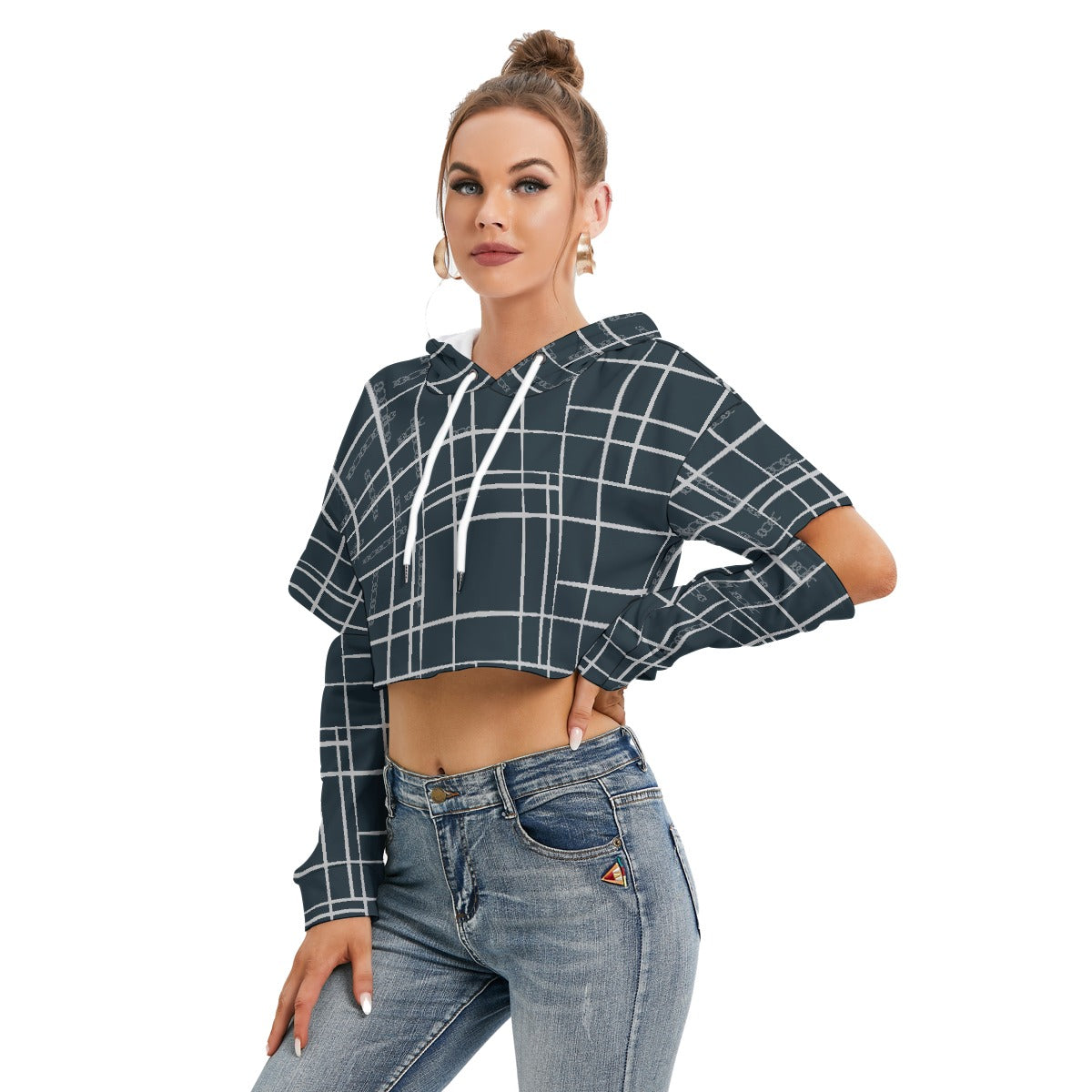 All-Over Print Women's Heavy Fleece Hoodie With Hollow Out Sleeve