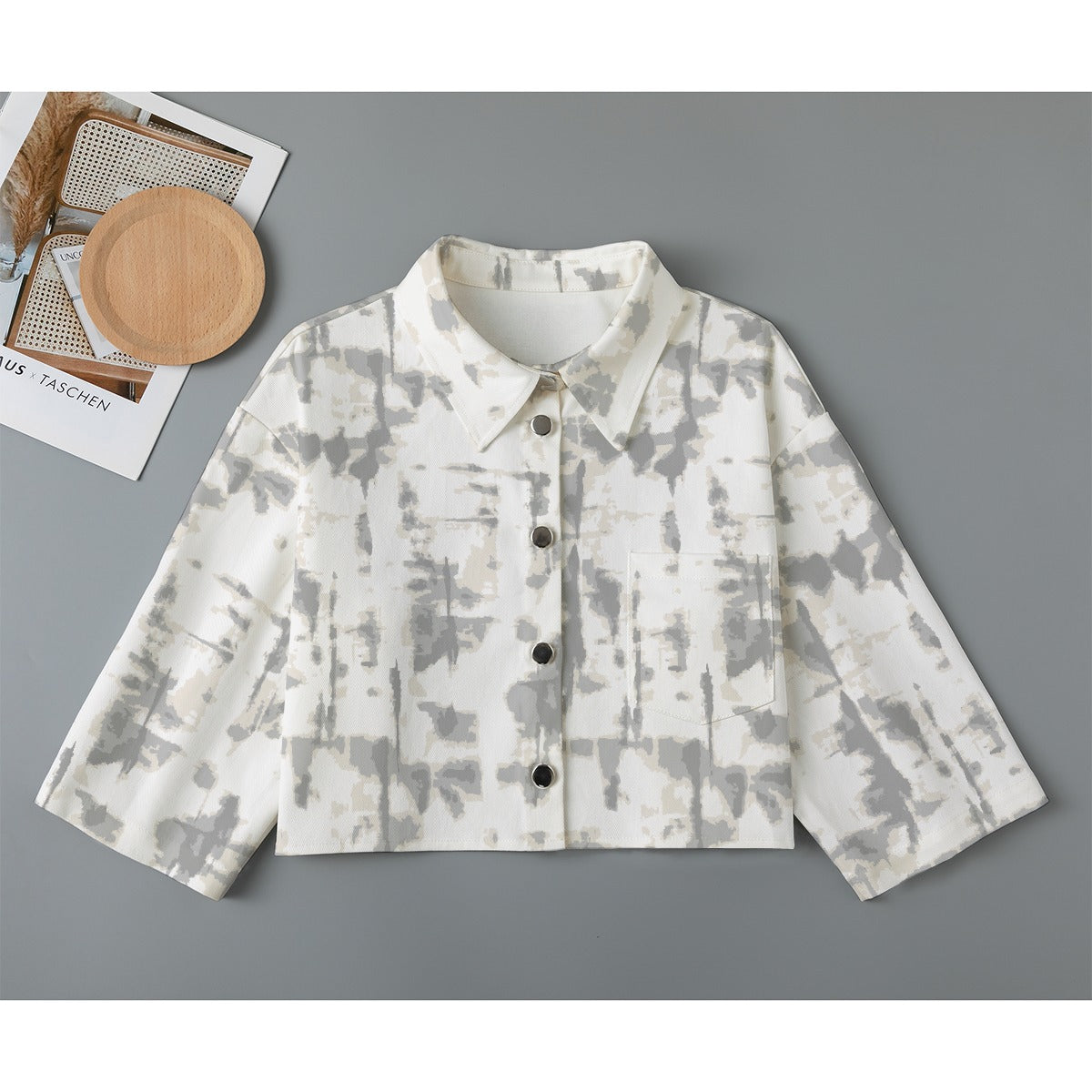 All-Over Print Women's Cropped Jacket | 245GSM Cotton