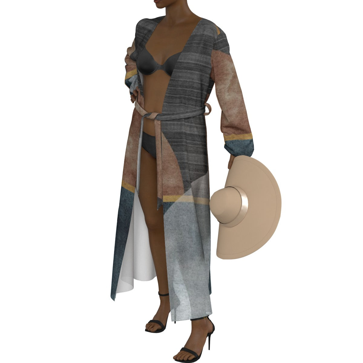 All-Over Print Women's Lace-up Chiffon Robe