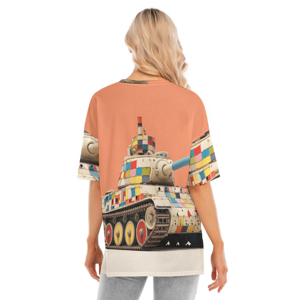 All-Over Print Women's Short Sleeves T-shirt With Hem Split