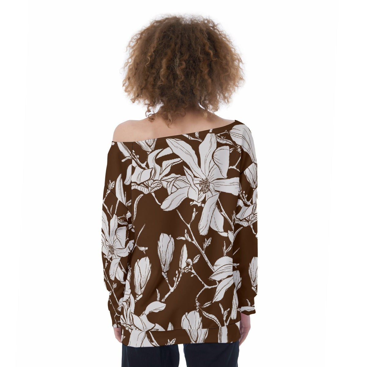 All-Over Print Oversized Women's Off-Shoulder Sweatshirt