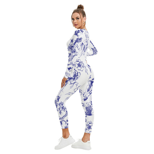All-Over Print Women's Plunging Neck Jumpsuit