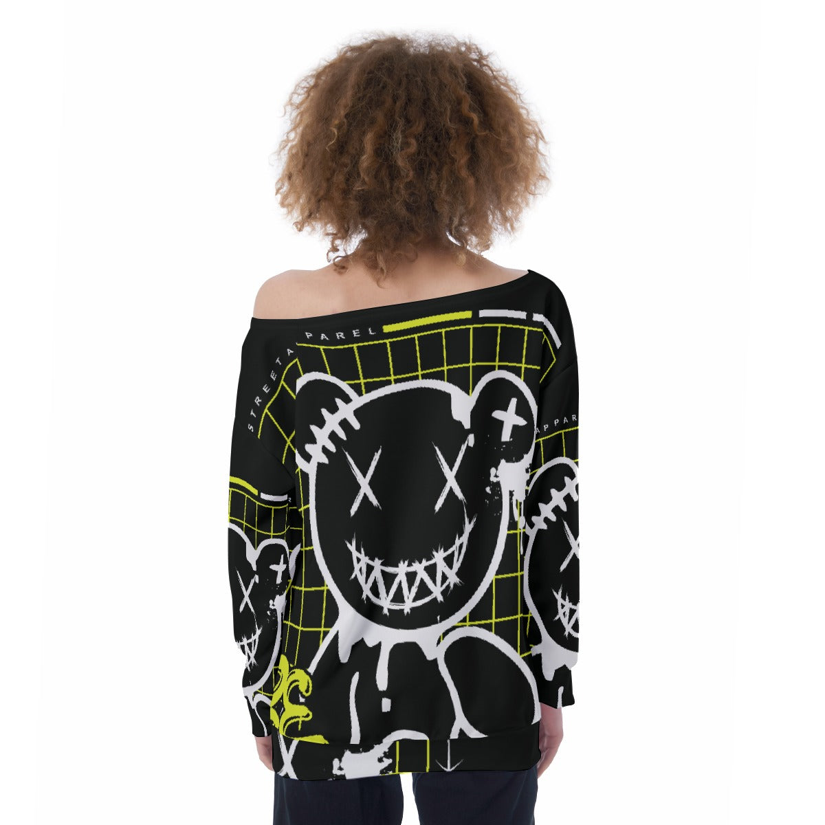 All-Over Print Oversized Women's Off-Shoulder Sweatshirt