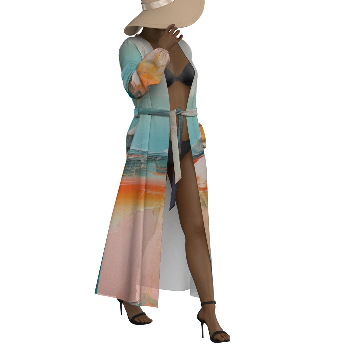 All-Over Print Women's Lace-up Chiffon Robe