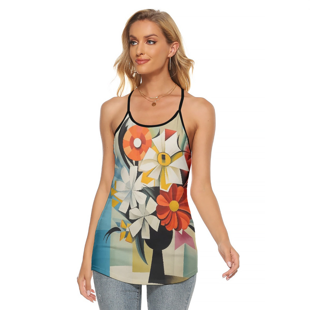 All-Over Print Women's Criss-Cross Open Back Tank Top