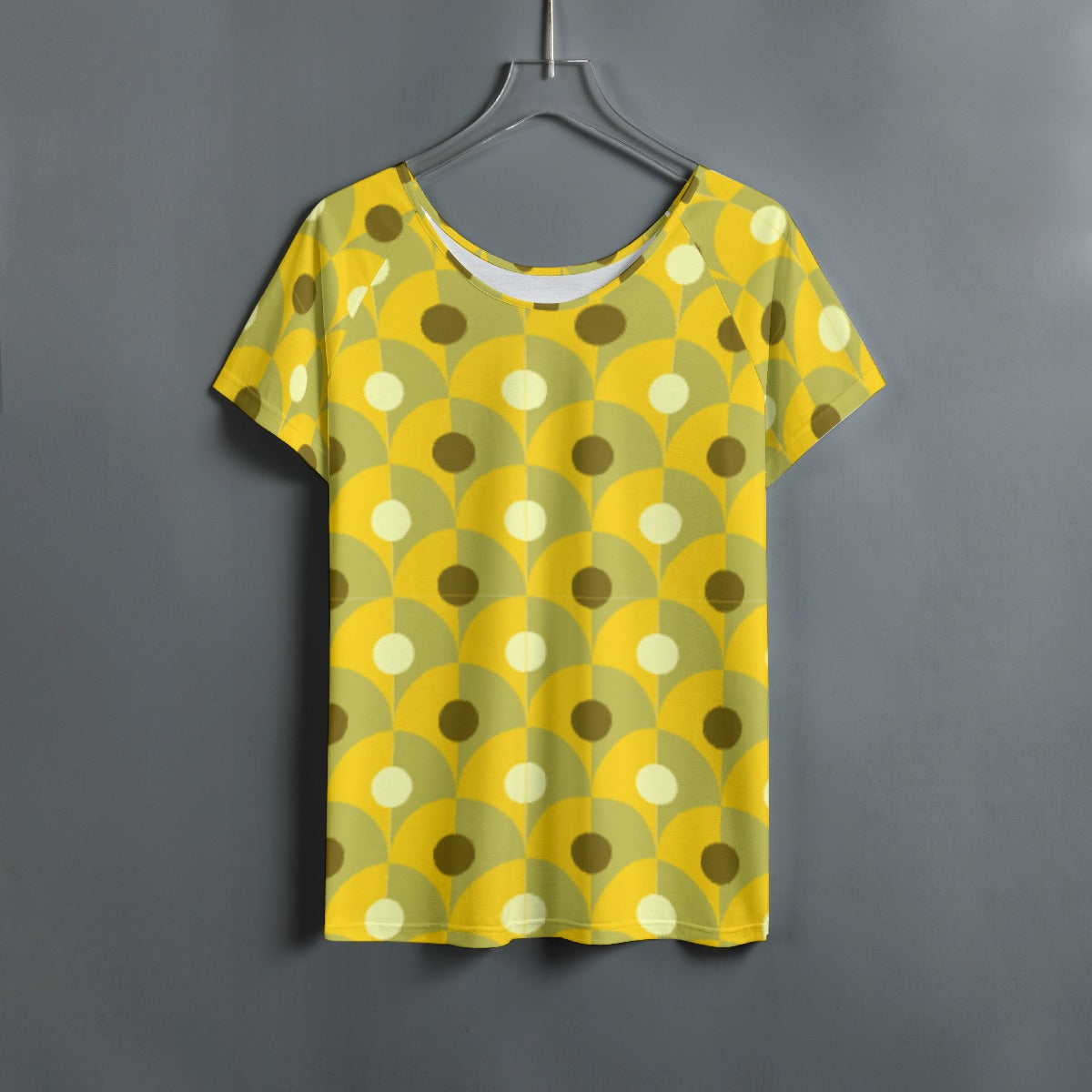 All-Over Print Women's Round Neck T-shirt With Raglan Sleeve