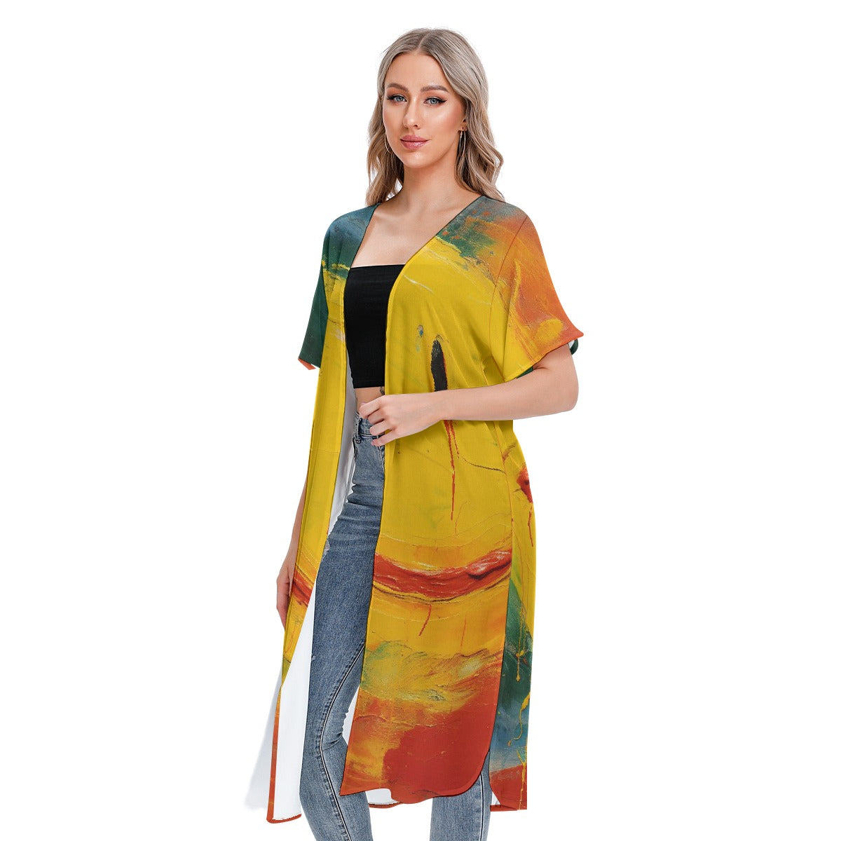 All-Over Print Women's Short Sleeve Cardigan