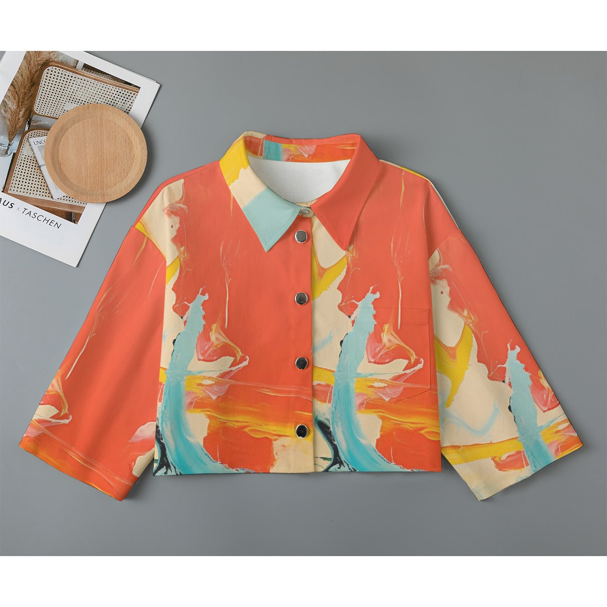 All-Over Print Women's Cropped Jacket | 245GSM Cotton
